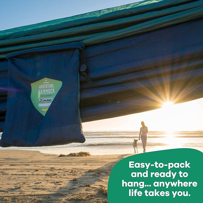 Handcrafted Adventure Parachute Hammock by Yellow Leaf Hammocks - Fits 1-2 PPL, 400lb max - Weathersafe, Super Strong, Easy to Hang, Ultrasoft, Easy to Pack - Color: Blue and Green