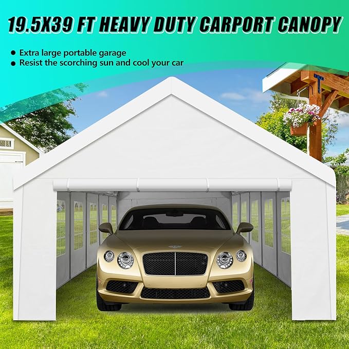 Heavy Duty Carport, Spacious 20x40 Outdoor Shelter Portable Garage, Waterproof Canopy with Easy Assembly & All-Weather Protection