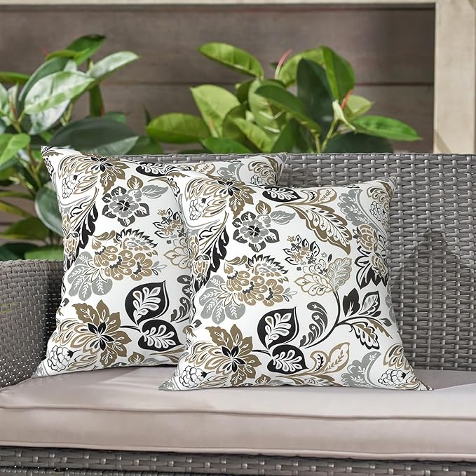 LVTXIII Outdoor Throw Pillow Covers 20 x 20 Inch, Covers ONLY Modern Cute Pattern Decorative Square Toss Pillow Case Pack of 2 for Home Patio Garden Sofa Bed Furniture, Dailey Tan