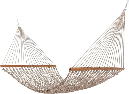 Original Pawleys Island Single Antique Brown Oatmeal Heirloom Tweed DURACORD Rope Hammock with Extension Chains & Tree Hooks, Handcrafted in The USA, 450 LB Weight Capacity, 12 ft. x 50 in.