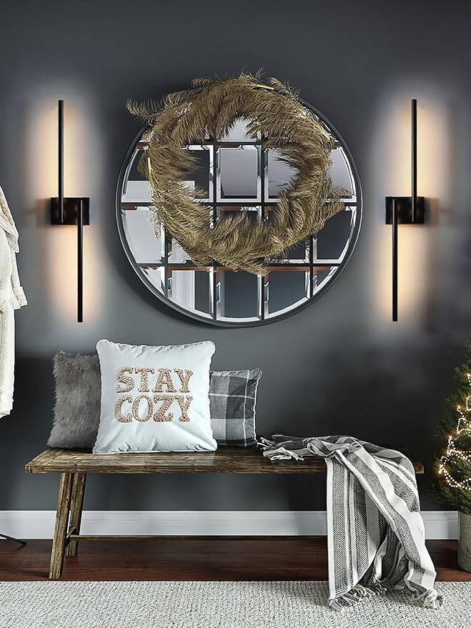 Battery Operated Wall Sconce, 30.7 in Wall Sconces Set of Two Battery Operated, 6000mAh Rechargeable Wall Sconces Battery with Remote, LED Wireless Wall Light for Living Room