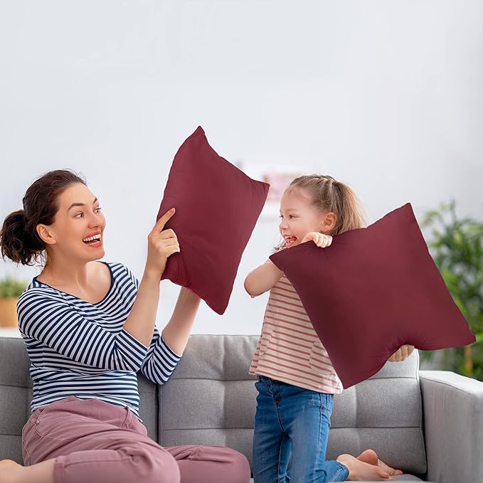Utopia Bedding Throw Pillows Insert (Pack of 2, Wine Red) - 18 x 18 Inches Bed and Couch Pillows - Indoor Decorative Pillow