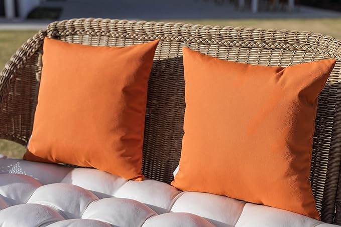 RSH DECOR: Sunbrella Square Throw Pillows Set of 4 | 20" x 20" | Water and Fade-Resistant Performance Fabric | Outdoor Pillow Covers with Down-Alternative Inserts | Canvas Tuscan