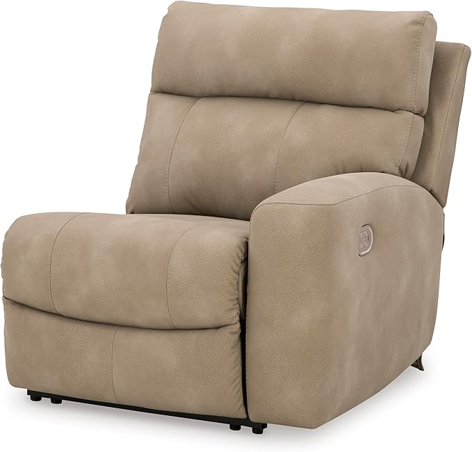 Signature Design by Ashley Next-Gen DuraPella Contemporary Faux Leather Modular Wall Hugger 3-Piece Power Reclining Sectional Loveseat with Console, Adjustable Headrest and USB Ports, Light Brown