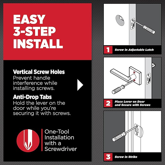 Kwikset Casey Entry Door Handle with Lock and Key, Secure Keyed Reversible Lever Exterior, for Front Entrance and Bedrooms, Satin Nickel, 4 Pack, Pick Resistant SmartKey Rekey Security and Microban