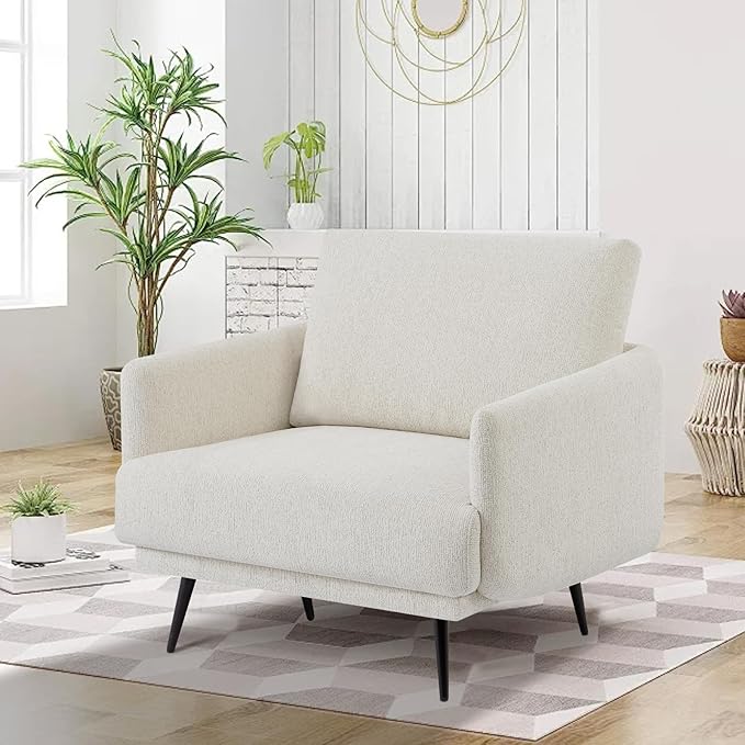 Oversized Accent Chair for Living Room Chairs Reading Arm Chair Comfy Modern Single Sofa Side Chairs with Metal Legs & Soft Cushion for Bedroom, Balcony,Waiting Room (Chenille, Oatmeal)