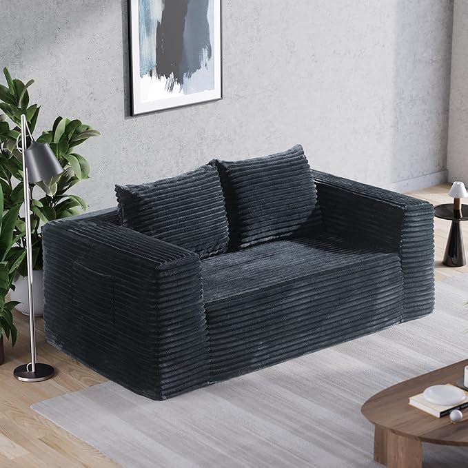 TeQsli Loveseat Sofa, 71" Foam Sofa in a Box, Plush Corduroy Deep Seat Couch, No Assembly Needed, Modern Sofa for Compact Living Rooms, Apartments, and Offices