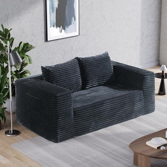 TeQsli Loveseat Sofa, 71" Foam Sofa in a Box, Plush Corduroy Deep Seat Couch, No Assembly Needed, Modern Sofa for Compact Living Rooms, Apartments, and Offices