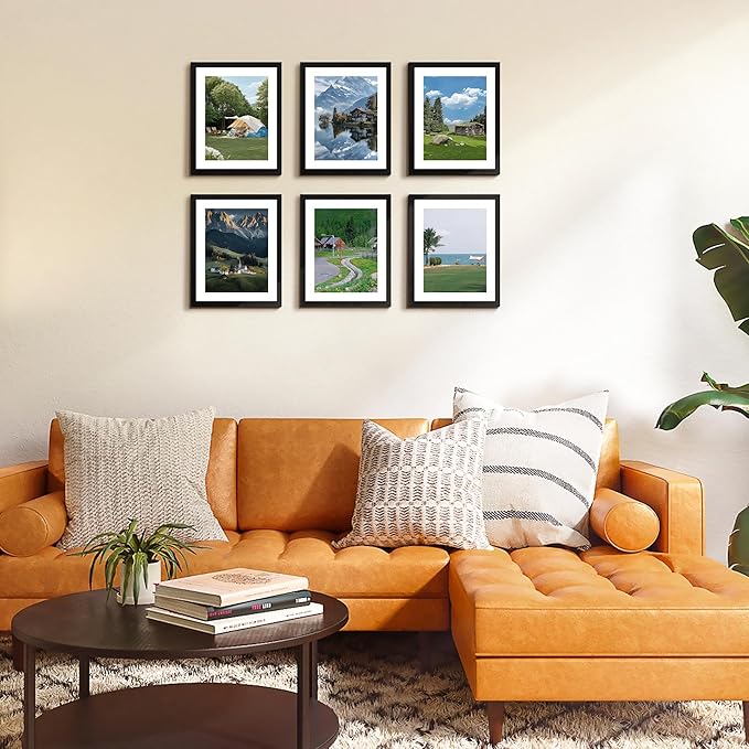 FIXSMITH 8.5x11 Picture Frame Set of 2, Photo Frame with HD Plexiglass, Display Pictures 6x8 with Mat or 8.5x11 Without Mat, Black Picture Frames Collage Wall Decor, Gallery Wall Frame