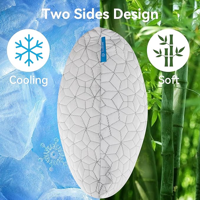 Cooling Shredded Memory Foam Pillows for Sleeping 2 Pack, Adjustable Bed Pillow for Side Back Stomach Sleepers Luxury Gel Pillows Queen Size Set of 2 with Washable Removable Cover