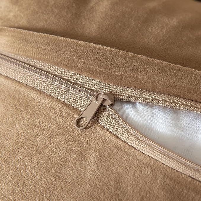 Yaertun Pack of 2 Chenille Textured Decorative Throw Pillow Covers Accent Solid Cushion Cover Soft Cozy Pillow Case with Velvet Back for Couch Sofa Bed Living Room 26x26 Inch Camel