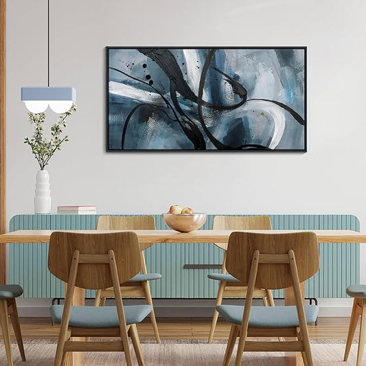 Abstract Canvas Wall Art - Black And White Graffiti Lines Simple Art Modern Abstract Artwork Canvas Prints Picture Contemporary Wall Decor Bedroom Living Room Office Decoration Framed Ready To Hang 20x40 Inch