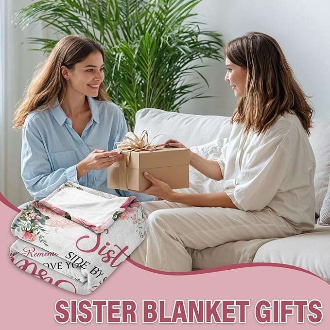 Sister Gifts Throw Blanket 60"x50", Gifts for Mothers Day, Sister Birthday Gifts for Women from Brother BFF Bestie, Friend Blankets for Sofa Couch Room, Best Friend Ever Gifts