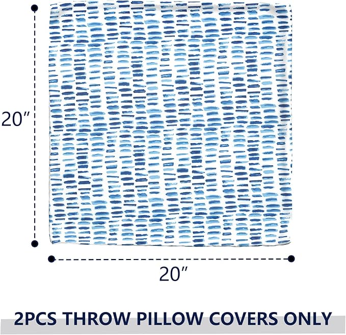 Outdoor Pillow Covers for Patio Furniture 20x20 Inch, Decorative Patio Throw Pillow Covers Set of 2, Modern Square Cushion Cases for Porch Garden Home Office, Pebble Blue
