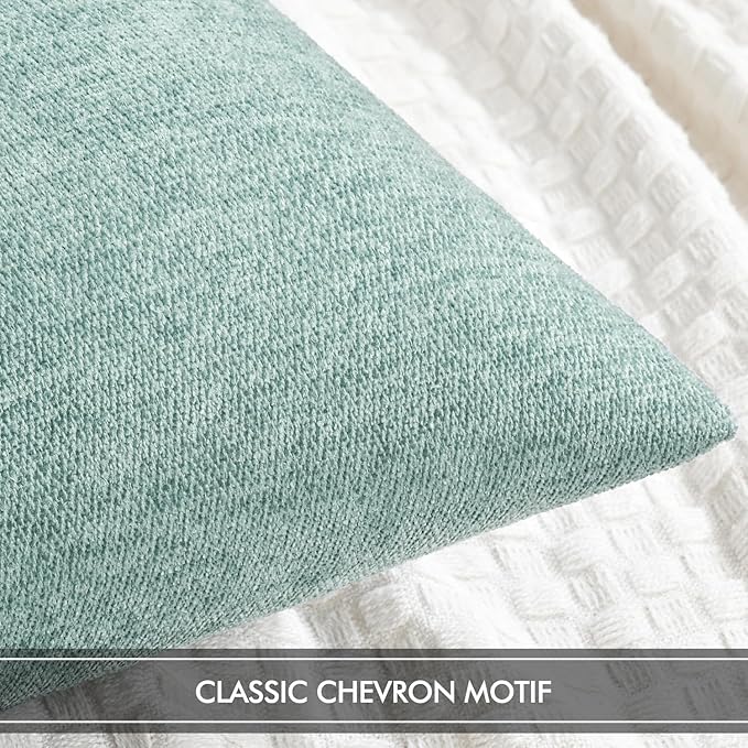 MIULEE Pack of 2 Aqua Green Decorative Pillow Covers 18x18 Inch Soft Chenille Couch Spring Throw Pillows Farmhouse Cushion Covers for Home Decor Sofa Bedroom Living Room