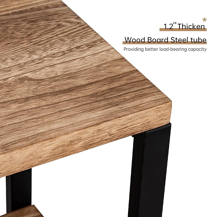 3 Tier Solid Real Wood Bookshelf Rustic Industrial Style, Wooden Storage Shelves Etagere Bookcase Book Shelf Display Shelf for Home Office