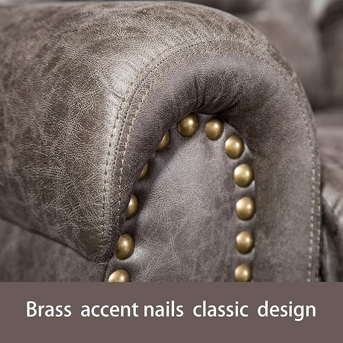 ANJ Electric Power Recliner Set of 2, Breathable Bonded Leather Reclining Chair Classic Home Theater Recliners Seating W/USB Port (Smoky Gray)