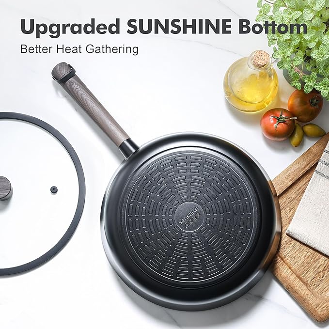 SENSARTE Pots and Pans Set Nonstick Cookware Set Kitchen Cooking Set Non-stick, Dishwasher & Oven Safe, Induction Compatible, Free of Intentionally Added PFOA/PFOS, 13pcs, Black