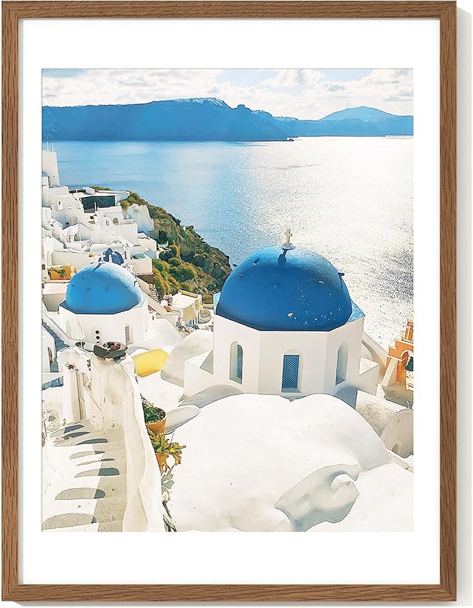 Axeman 18x24 Poster Frame with Mat for 16x20, Solid Oak Wood Picture Frame with Tempered Glass, Wooden 18''x24'' Minimalist Photo Frame with Free Wall Hooks for Art Photo and Prints, Walnut