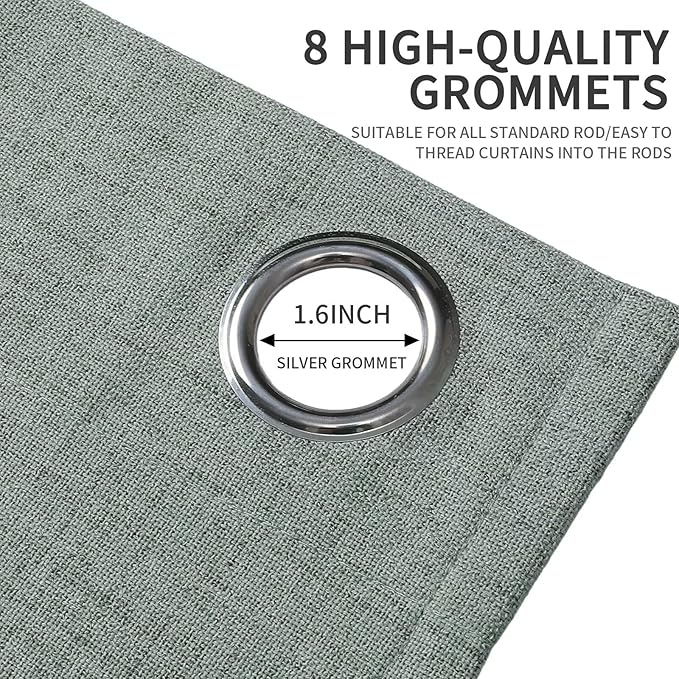 Joydeco Custom Sage Green Textured Total Blackout Curtain for Bedroom and Living Room. Grommet Textured Thermal Insulated Room Darkening Curtain 1 Panel (Custom Size and Color)