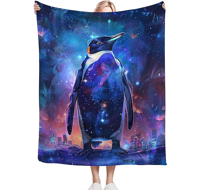 Fantasy Penguin Blanket Penguin Throw Blanket Penguin Gifts and Decor Animal Blanket for Girls Boys Women Men Kids Adults Soft Warm Cozy Fleece Blanket for Couch Sofa Bed 60"x50"