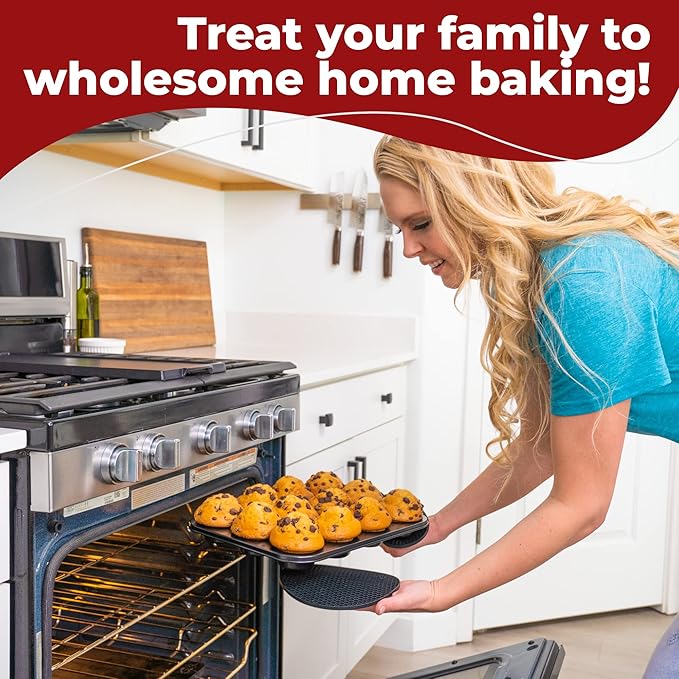 KITCHENATICS 12 PC Carbon Steel Baking Pans Set Nonstick, Kitchen Essentials for New Home, Nonstick Bakeware Sets with Cake and Muffin Tins, Non Stick Bread and Oven Pan - Black Stackable Bakeware Set