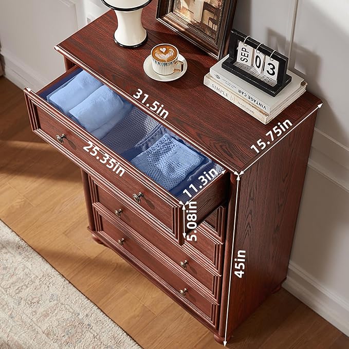 Farmhouse Dressers & Night Stand Set of 3, Wood 54" Wide Dresser & 45" Tall Chest of Drawers, 18" Roman Column Nightstand, Bedroom Furniture 7 Drawer Dresser Set for Bedroom Home Living Room Hallway