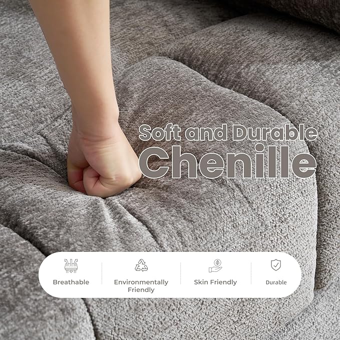 Oversized Swivel Rocker Recliner with Massage and Heat, 26" Extra Wide Manual Recliner for Adults & Big Man, Overstuffed Rocking Chair with High Back for Living Room, Grey Chenille