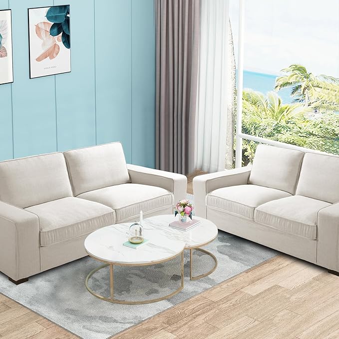 EASELAND 89" Modern Sofa Couch for Living Room, Chenille Sofa Couch with Wide Armrest,3 Seater Deep Seats Loveseat with Removable Cover Easy to Install(Beige)