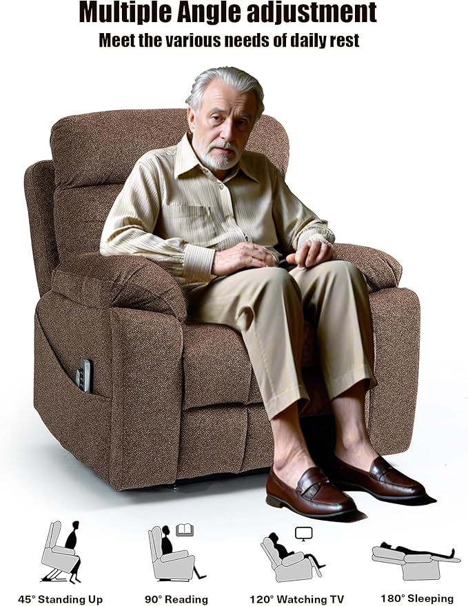 Oversized Lazy Boy Recliner Chair, 4 Motor Recliner with Power Headrest and Lumbar, Nursing Lift Chair with Vibrating Massage and Heated Seat