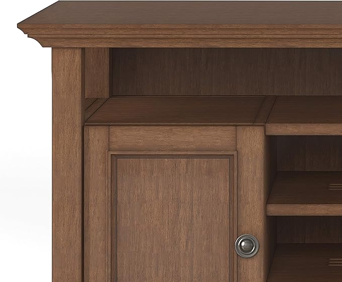 SIMPLIHOME Amherst 54-inch Wide Solid Wood TV Stand in Rustic Natural Aged Brown, Transitional-Style Media Console for Living Room with Adjustable Shelves and Cable Management