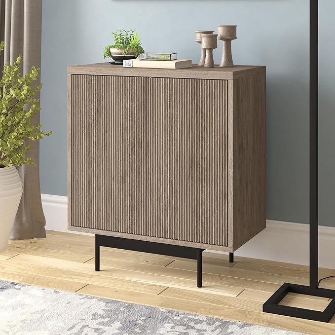 Henn&Hart 28" Wide Rectangular Accent Cabinet in Weathered Gray, for Home, Living Room, Bedroom, Entertainment Room, Office