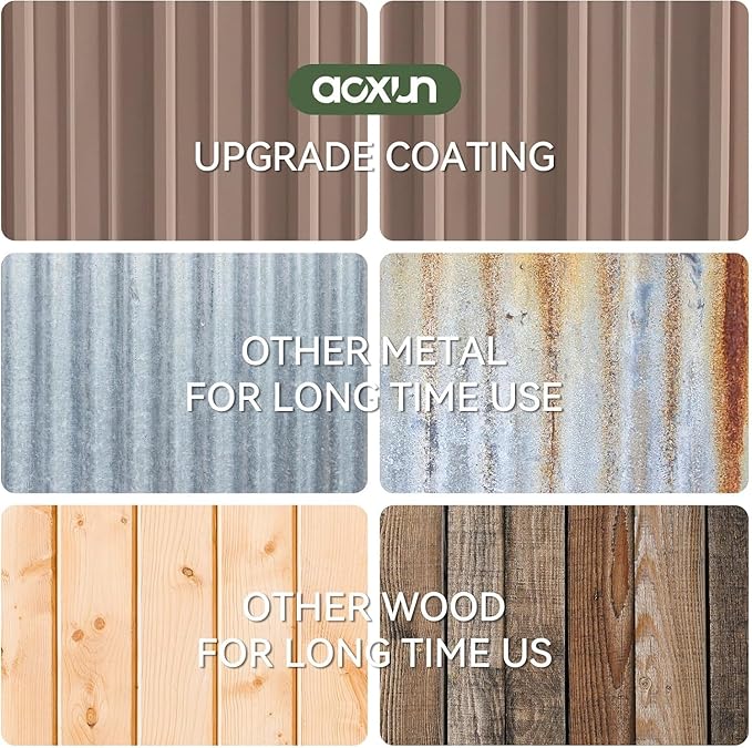 Aoxun 5x3 ft Galvanized Metal Outdoor Storage Shed with Base Slanted Roof Tool House with Stainless Latch & Base Frame Durable Weather-Resistant Garden Shed for Patio, Brown