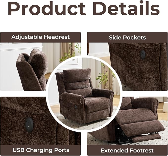 Power Lift Recliner Chair for Elderly with Adjustable Headrest, Lay Flat Lift Chair with Dual Heating and Massage, Electric Lift Recliner for Big and Tall, Extended Footrest, Coffee