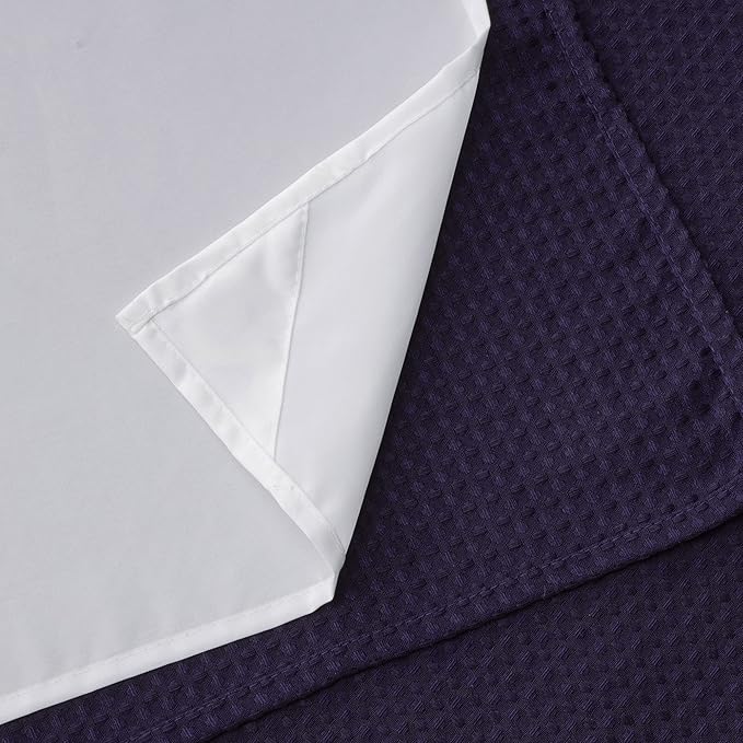 River Dream Heavyweight No Hooks Required Dotted Waffle Weave Shower Curtain with Snap in Liner - 71W x 74H,Hotel Grade,Spa Like Bath Curtain,Regal Purple