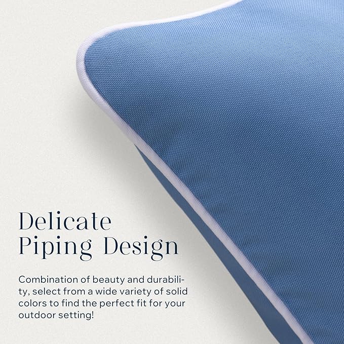 Phantoscope Pack of 2 Outdoor Waterproof Throw Pillow Covers Decorative Square Cushion Case Patio Pillows for Couch Tent Sunbrella, Foggy Blue 12x20 inches