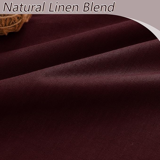 Guken Blackout Curtains 90 Inch Length 2 Panels Set for Living Room Bedroom Back Tab Thermal Insulated 100% Black Out Linen Drapes Room Darkening Window Curtains 90 Inches Long,Burgundy