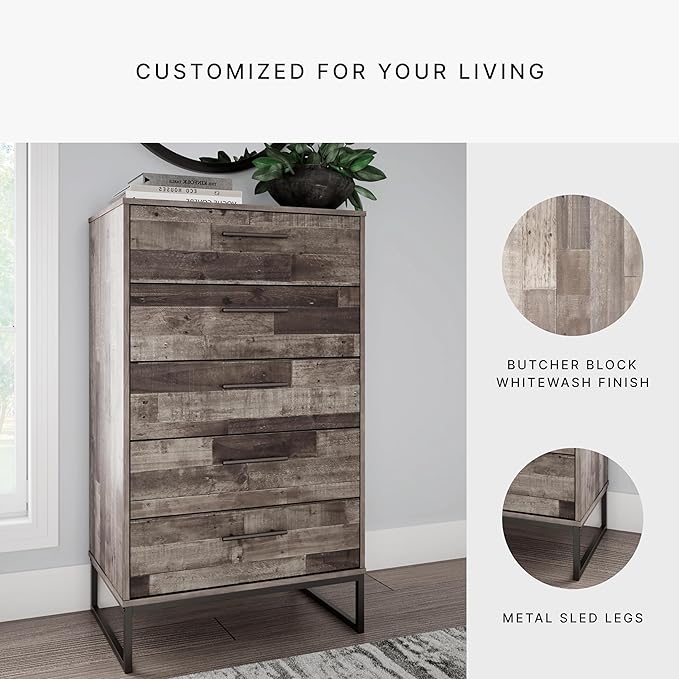 Signature Design by Ashley Neilsville 5 Drawer Chest, Light Brown