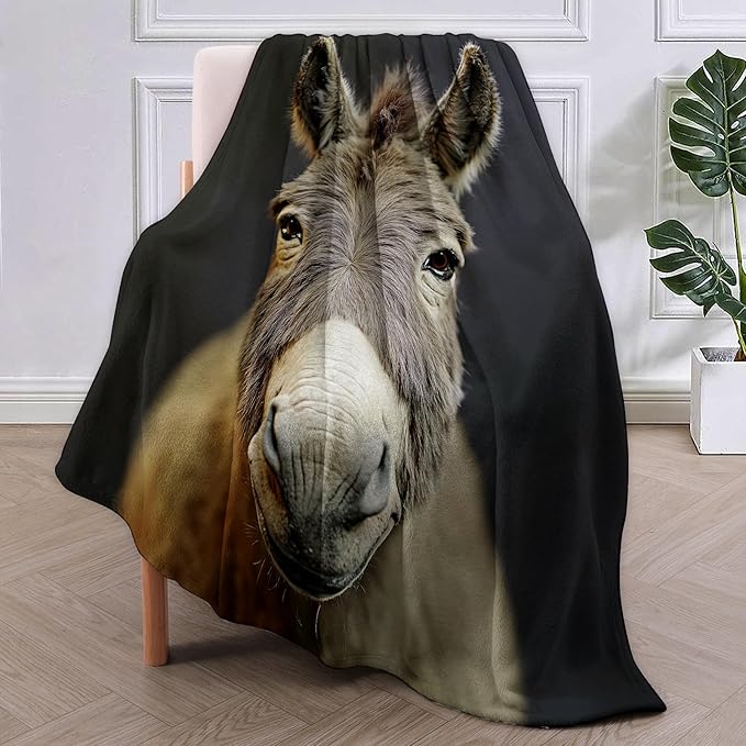 Donkey Flannel Blanket, Donkey Gifts, Animal-Themed Blanket for Women, Soft Lightweight Throw Blankets for Bed Home Travel Decor 40" x 50"