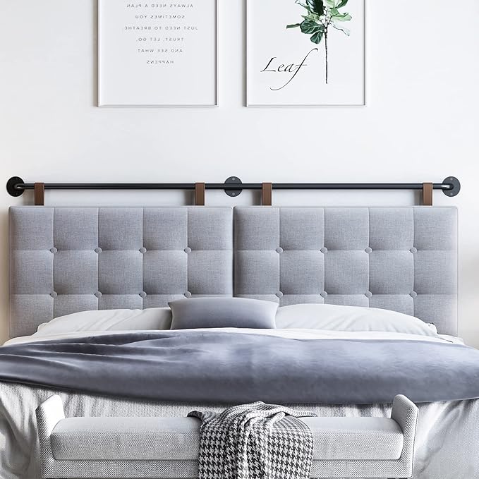 King Headboard Headboards for Adjustable Beds Backboard Wall Mounted Headboard with Gray Button Tufting Hanging Head Board for Bedroom(Gray, King)