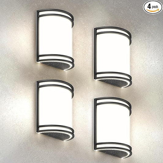 ASD LED Indoor Wall Mount Light Fixture - 10 Inch Modern Interior Matte Black Wall Sconce Lighting - 3000K 4000K 5000K Adjustable - Half Cylinder Hallway Light Fixture - ETL & Energy Star 4 Pack