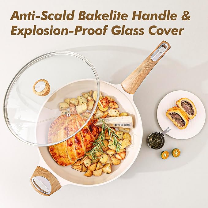 SENSARTE Ceramic Cookware Sets, Pots and Pans Set Non stick, Non toxic Healthy Induction Cookware, 26 Pcs Nonstick Kitchen Cooking Set, w/Frying Pans Set, Saucepans Set