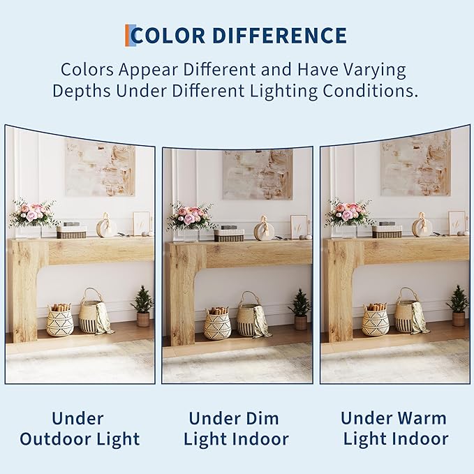 GarveeHome 63 Inch Farmhouse Console Table, Narrow Wood Entryway Sofa Table Behind Couch, Slim Rustic Hallway Furniture for Living Rooms, Foyers & Apartments, Oak