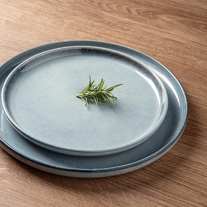 AmorArc Stoneware Dinnerware Sets for 4,Round Reactive Glaze Ceramic Plates and Bowls Set,Highly Scratch Resistant | Dishwasher & Microwave Safe Dishes Set,Service for 4 (12pc)