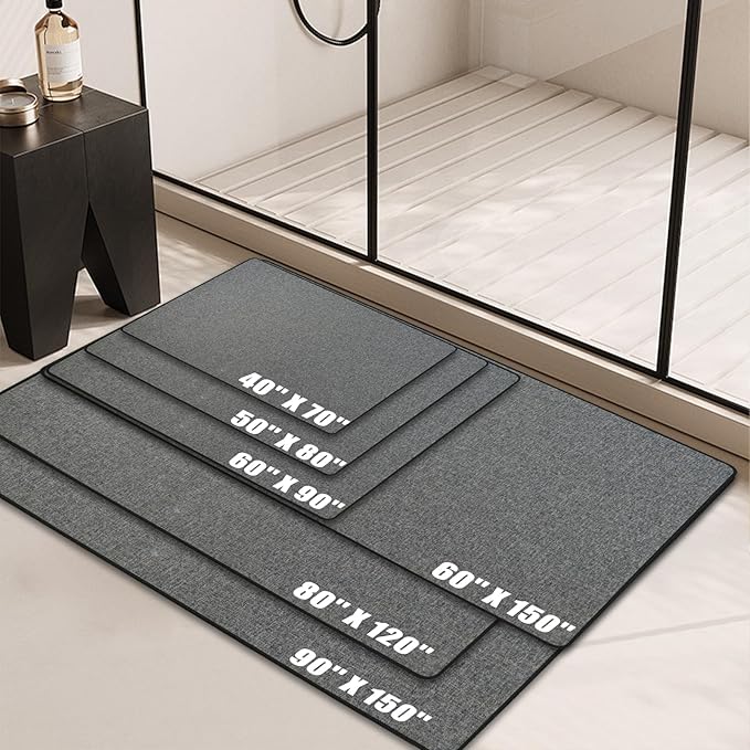 Yancorp Ultra Thin Bath Mat & Rug 32"x 47", Rubber Backed Non-Slip Bathroom Mats, Quick Dry Shower Rugs Under Door, Super Absorbent Floor Mats for Bathroom Sink & Shower Brown