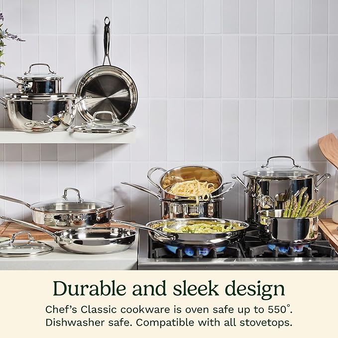 Cuisinart 10-Inch Open Skillet, Chef's Classic Stainless Steel Cookware Collection, 722-24