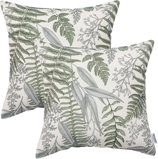 Outdoor/Indoor Throw Pillows, Pack of 2 Waterproof Decorative Throw Pillows with Inserts, 18”x18” Square Pillows for Bed, Couch, Sofa and Patio Furniture