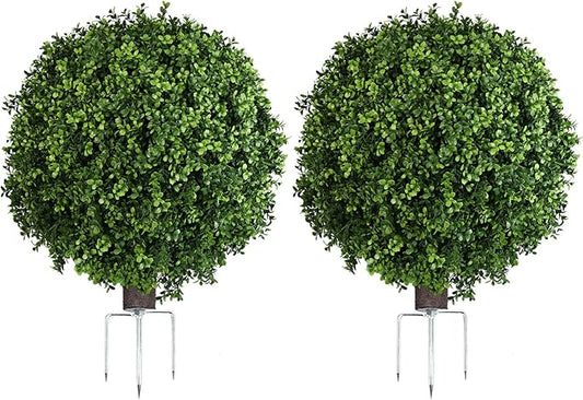 QIANYUN Artificial Boxwood Ball Bush-30inch Faux Boxwood Decorative Balls for Backyard, Balcony,Garden, Wedding and Home Décor (2, 30inch)