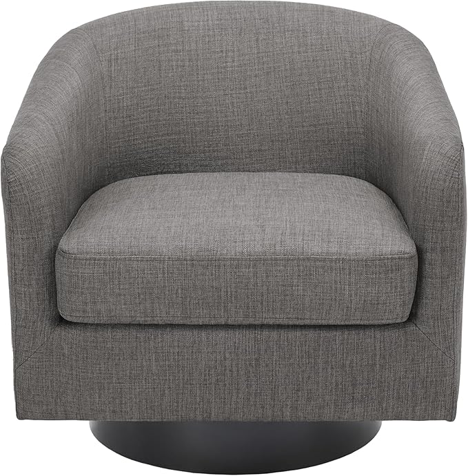 UIXE 360° Swivel Barrel Accent Chair Armchair, Modern Round Club Arm Chair in Fabric, Comfy Upholstered Living Room Single Sofa Seat - Dark Gray