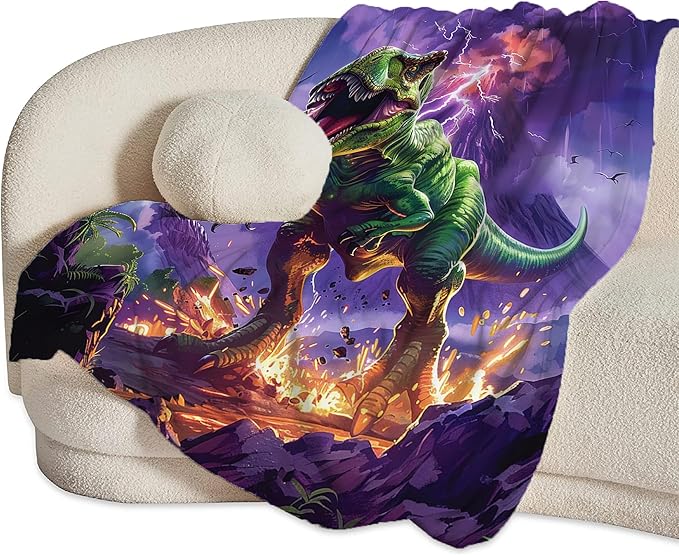 Dinosaur Blanket T-Rex Throw Blanket Dinosaur Gifts and Decor Funny Dinosaur Blanket for Boys Girls Women Men Kids Adults Soft Warm Cozy Fleece Blanket for Couch Sofa Bed 50"x40"